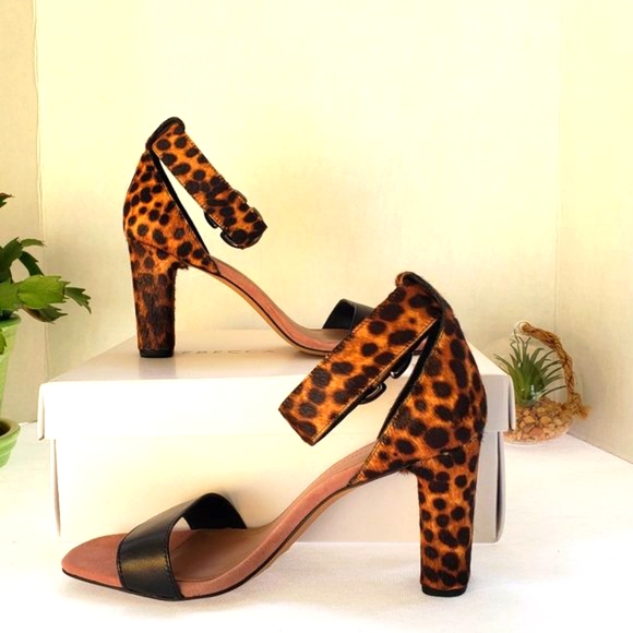 REBECCA MINKOFF Kemina Leopard Print Ankle Strap Sandals Size 7.5 - Picture 11 of 11